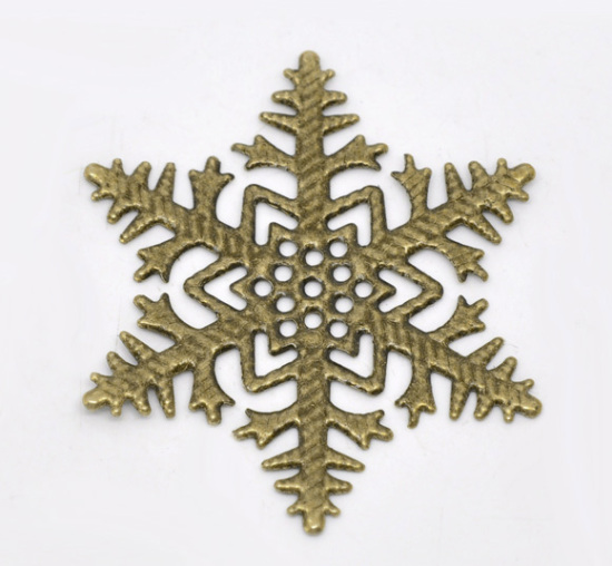 Immagine di Lega di Ferro Cabochon per Abbellimento Fiocco di Neve Tono del Bronzo Hollow Disegno 4.5cm x 4.5cm, 50 Pz