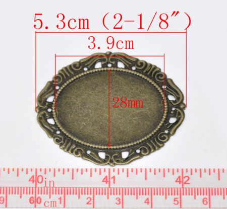 Изображение Коннекторы 5.3cm x 4.4cm Рамки для Кабошона (Годные для 39mm x 28mm) Античная Бронза,проданные 30 шт