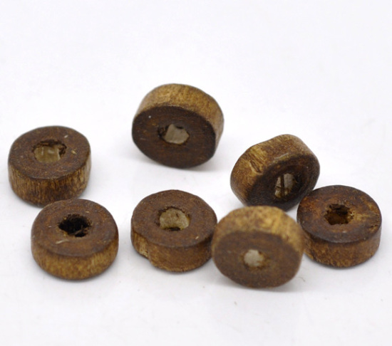 Bild von Kaffeebraun Rondelle Ring Natürliches Holz Spacer Perlen Beads 8mm.Verkauft eine Packung mit 1000