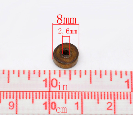 Bild von Kaffeebraun Rondelle Ring Natürliches Holz Spacer Perlen Beads 8mm.Verkauft eine Packung mit 1000