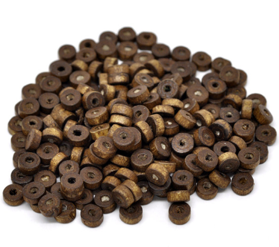 Bild von Kaffeebraun Rondelle Ring Natürliches Holz Spacer Perlen Beads 8mm.Verkauft eine Packung mit 1000