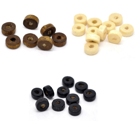 Cuentas Madera de Plano Redondo,Mixto 8mm Diámetro, Aguero: acerca de 2.6mm, 3000 Unidades