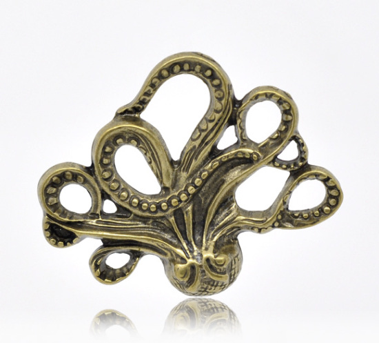 Picture of Ocean Jewelry Zinc Based Alloy Pendants Antique Bronze Octopus Animal 4.3cm(1 6/8") x 3.5cm(1 3/8"), 5 PCs