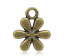 Immagine di Lega di Zinco Charm Ciondoli Fiore Tono del Bronzo Nulla Disegno 13.0mm x 11.0mm, 50 Pz
