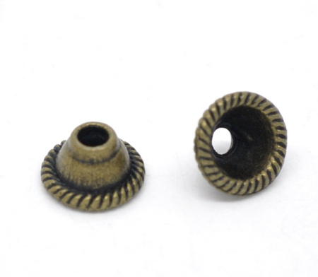 Image de Coupelle en Alliage de Zinc Cône Bronze Antique (Approprié à Perle 14mm) 8mm x 5mm, 100 PCs