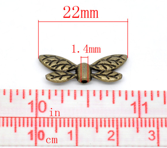 Bild von Bronzefarben Libelle Flügel Spacer Perlen Beads 22x8mm.Verkauft eine Packung mit 50 Stücke