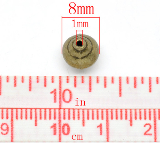 Immagine di Lega di Zinco Separatori Perline Lanterna Bronzo Antico Placcato Nulla Disegno Circa 8.0mm x 8.0mm, Foro:Circa 1.0mm, 50 Pz