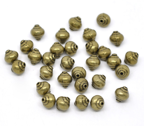 Immagine di Lega di Zinco Separatori Perline Lanterna Bronzo Antico Placcato Nulla Disegno Circa 8.0mm x 8.0mm, Foro:Circa 1.0mm, 50 Pz