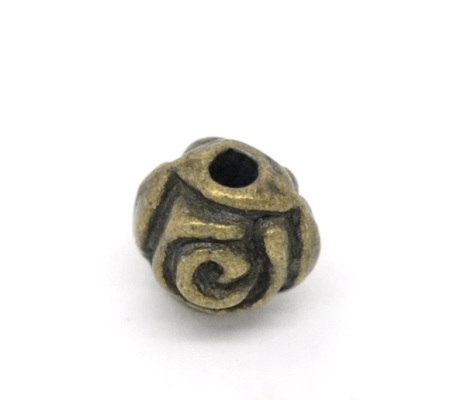 Zinc Based Alloy Spacer Beads Rose Flower Antique Bronze About 5mm x 5mm, Hole:Approx 1.2mm, 200 PCs