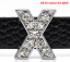 Picture of Zinc Based Alloy Slide Beads Alphabet/ Letter "X" Silver Tone Clear Rhinestone 12x10mm(4/8"x3/8"), 20 PCs