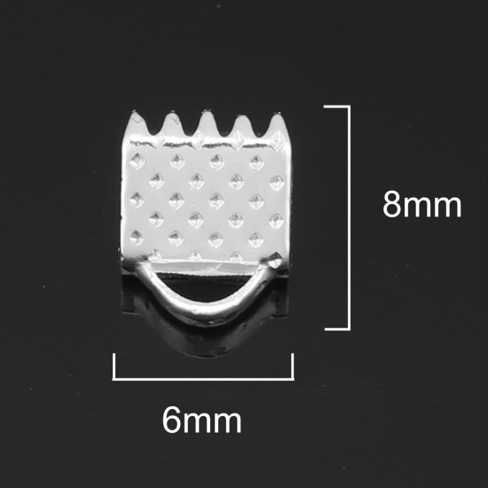 Bild von Versilbert Endkappen Endstücke Band Crimp End 6x8mm.Verkauft eine Packung mit 300