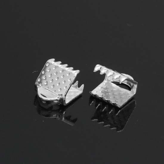 Bild von Versilbert Endkappen Endstücke Band Crimp End 6x8mm.Verkauft eine Packung mit 300