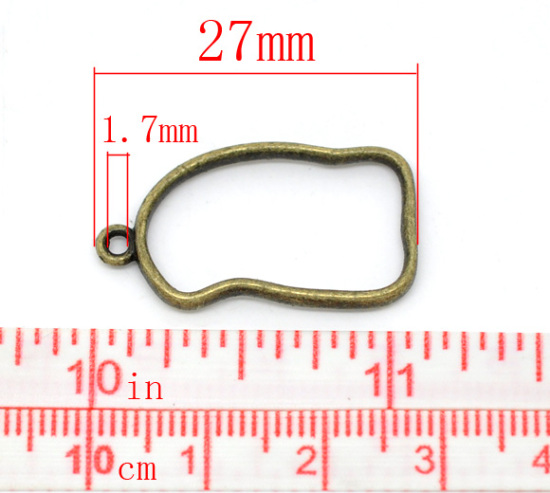 Immagine di Lega di Zinco Charms Irregolare Bronzo Antico Filigrana 27mm x 16mm , 50 Pz