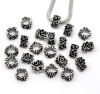 Picture of Zinc Metal Alloy European Style Large Hole Charm Beads Square Antique Silver Flower Pattern About 9mm x 9mm, Hole: Approx 5.3mm, 50 PCs