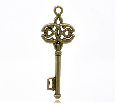 Image de 30 Pendentifs Charms Clef Couleur Bronze 4.5x1.7cm
