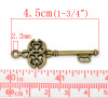 Imagen de Colgantes Aleación del Metal Del Zinc de Llave,Hueco Tono Bronce Rhinestone 4.5cm x 17.0mm, 30 Unidades 