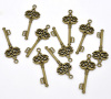 Imagen de Colgantes Aleación del Metal Del Zinc de Llave,Hueco Tono Bronce Rhinestone 4.5cm x 17.0mm, 30 Unidades 