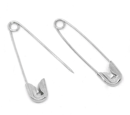 Picture of Silver Tone Safety Pins Findings 31x7mm, sold per packet of 200