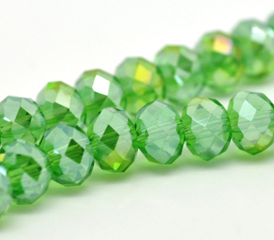 Bild von Grün(AB Farben) Kristall Glas Facettiert Rondell Perlen 8mm, 2 Stränge