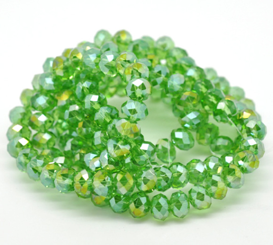 Bild von Grün(AB Farben) Kristall Glas Facettiert Rondell Perlen 8mm, 2 Stränge