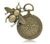 Picture of Zinc Based Alloy Steampunk Pendants Clock Antique Bronze Bee Carved 4.2cm x4.2cm(1 5/8" x1 5/8"), 5 PCs