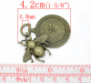 Picture of Zinc Based Alloy Steampunk Pendants Clock Antique Bronze Bee Carved 4.2cm x4.2cm(1 5/8" x1 5/8"), 5 PCs