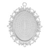 Picture of Zinc Based Alloy Cabochon Setting Pendants Oval Silver Plated (Fits 4cm x 3cm) 6.1cm x 4.8cm, 5 PCs