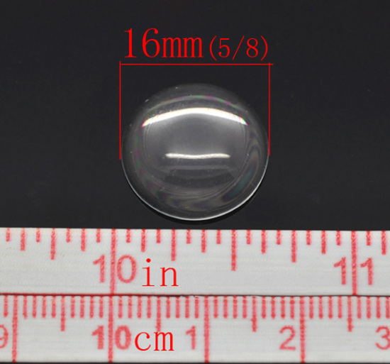 Bild von Transparent Glas Cabochons Glaskuppel Rund Klar 16mm D., Verkauft eine Packung mit 50 Stücke