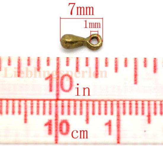 Picture of Zinc Based Alloy Charms Extender Chain Ends For Jewelry Necklace Bracelet Antique Bronze Drop 7mm x 3mm, 200 PCs