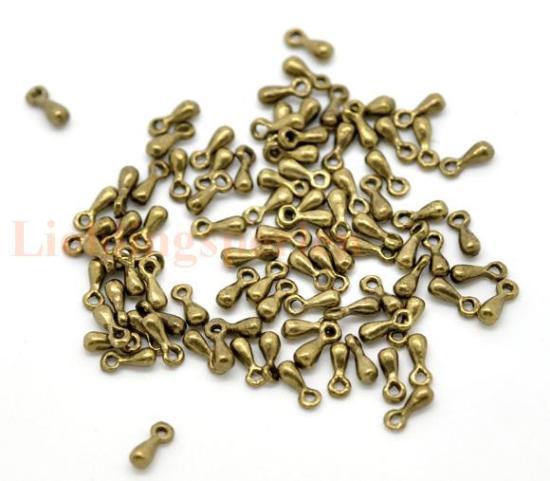 Picture of Zinc Based Alloy Charms Extender Chain Ends For Jewelry Necklace Bracelet Antique Bronze Drop 7mm x 3mm, 200 PCs