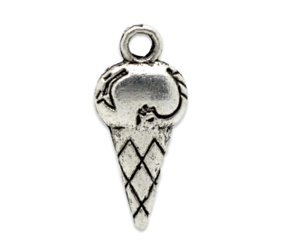 Immagine di Lega di Zinco Charm Ciondoli Gelatto Argento Antico Nulla Disegno 19.0mm x 8.0mm, 50 Pz