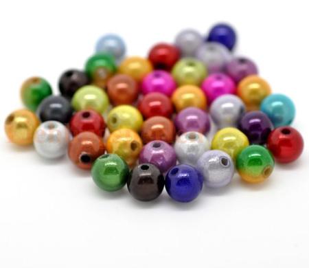 Acryl Miracle Illusion Perlen Rund zufällig gemischt Perliert ca 8mm D Loch:ca 2mm 300 Stück