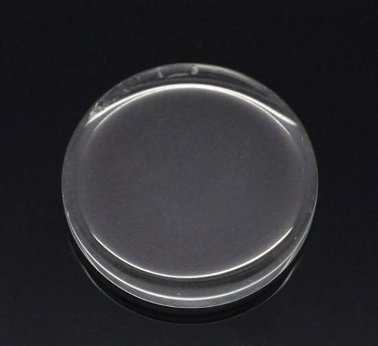Bild von Transparent Glas Platte Cabochons Rund Klar 25mm D., Verkauft eine Packung mit 10 Stücke