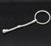 Picture of Zinc Based Alloy European Style Keychain & Keyring Round Silver Plated 7.2cm-6.5cm, 5 Sets