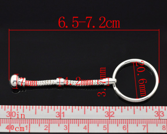 Image de 5 Anneaux de Porte-clés Argenté pr Européen Perles 7.2cm-6.5cm.