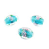 Picture of Lampwork Glass Loose Beads Barrel Malachite Green Flower Pattern About 14mm x 10mm, Hole: Approx 1.6mm, 30 PCs
