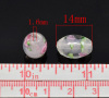 Picture of Lampwork Glass Loose Beads Barrel Light Pink Flower Pattern About 14mm x 10mm, Hole: Approx 1.6mm, 30 PCs