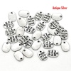 Picture of Zinc Based Alloy Charms Oval Antique Silver Color Message " made with love " Carved 11mm( 3/8") x 8mm( 3/8"), 200 PCs