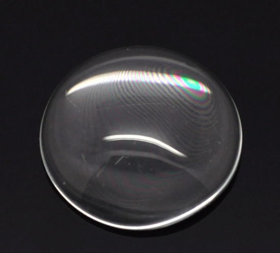 Bild von Glas Dom Cabochon Verzierung Rund Platt Transparent 22mm D., 20 Stück