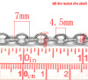 Picture of Iron Based Alloy Open Link Cable Chain Findings Silver Tone 7x5.5mm(2/8"x2/8"), 10 M