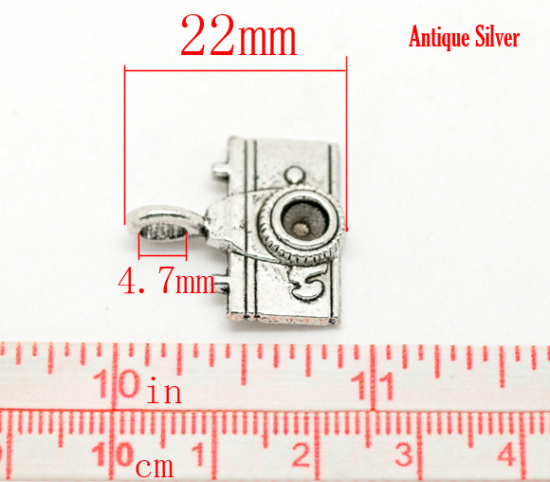 Image de Breloques en Alliage de Zinc Appareil Photo Voyage Argent Vieilli 22x21mm, 20 Pcs