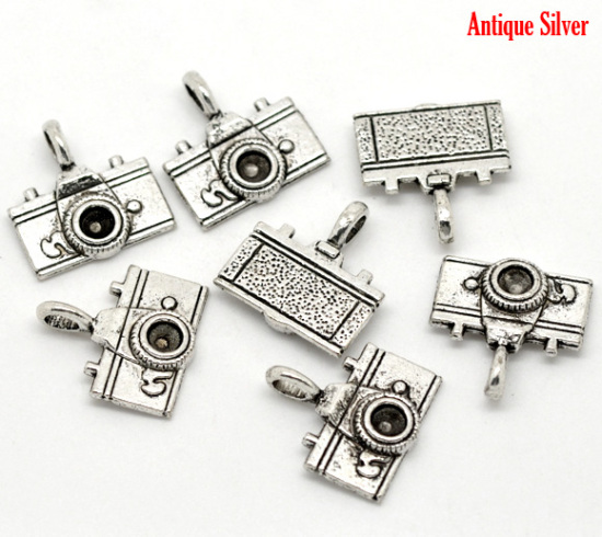 Image de Breloques en Alliage de Zinc Appareil Photo Voyage Argent Vieilli 22x21mm, 20 Pcs