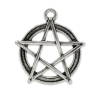 Imagen de Colgantes Aleación del Metal Del Zinc pentáculo Estrellas de cinco puntos Plata Antigua Rhinestone 31mm(1 2/8") x 28mm(1 1/8"), 20 Unidades