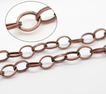 Image de 4 M Chaîne Maille Forçat en Alliage de Fer Cuivre Rouge Antique 8x6mm