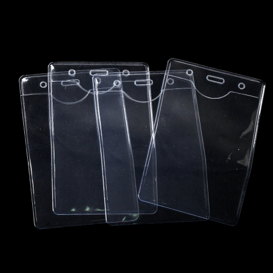 Picture of Plastic Vertical ID Card Badge Holders Transparent Clear (Usable Space: 11x7.5cm) 12.5cm x8cm(4 7/8" x3 1/8"), 10 PCs