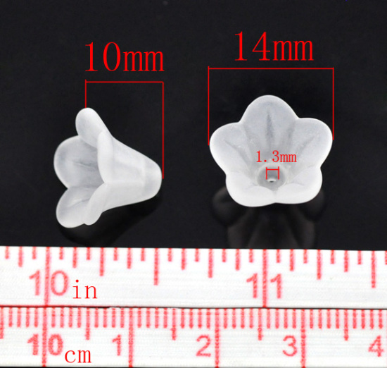 Picture of Acrylic Beads Caps Flower White (Fits 14mm-18mm Beads) 14mm x 10mm, 200 PCs