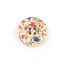 Picture of Natural Wood Sewing Buttons Scrapbooking 4 Holes Round Multicolor Flower Pattern 3cm(1 1/8") Dia, 30 PCs