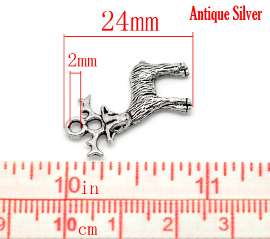 Bild von Antik Silber Weihnachten Rentier Charms Anhänger 24x19mm.Verkauft eine Packung mit 50 Stücke