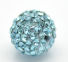 Picture of Polymer Clay & Rhinestone Beads Ball Blue Rhinestone About 10mm Dia, Hole: Approx 1.3mm, 2 PCs