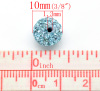 Picture of Polymer Clay & Rhinestone Beads Ball Blue Rhinestone About 10mm Dia, Hole: Approx 1.3mm, 2 PCs